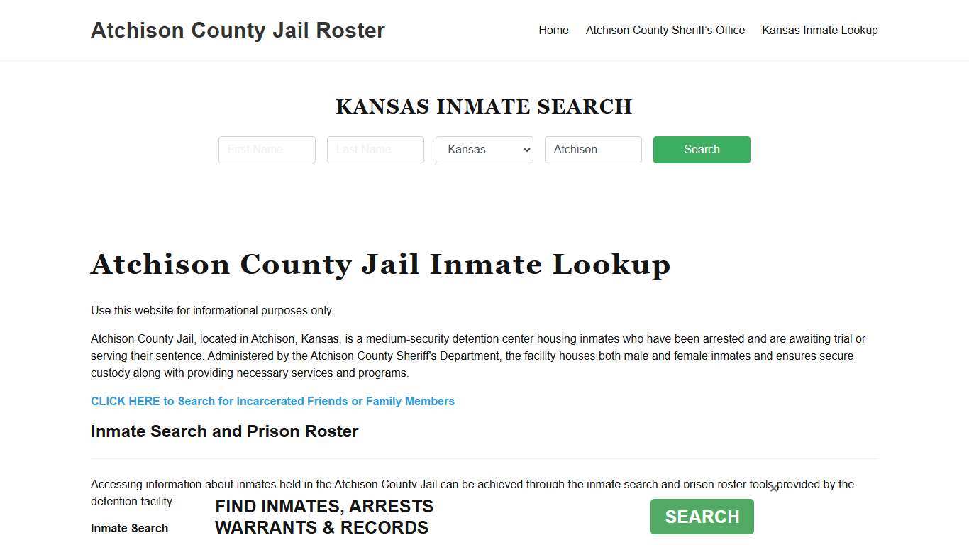Atchison County Jail Roster Lookup, KS, Inmate Search